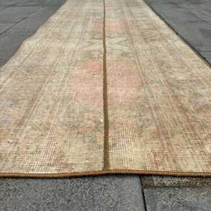 Turkish Vintage Rug, 2.3x7.5 ft <b>Runner</b> Rug, Brown <b>Red</b> Solid Wool Rug - Product Image 5