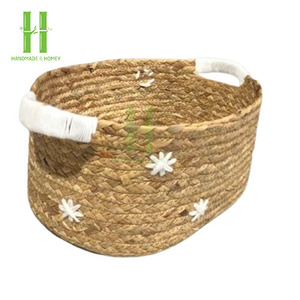 HNH <b>Craft</b> Boho Seagrass Storage Basket Customizable OEM Designs Rectangle Shape <b>Eye</b>-Catching Tote Handbag - Product Image 3