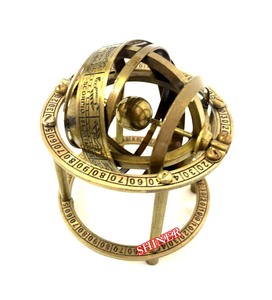 Esfera armilar de latón astrolabio marítimo coleccionable globo acabado de latón antiguo dispositivo de navegación astronómica Vintage regalo - Product Image 1