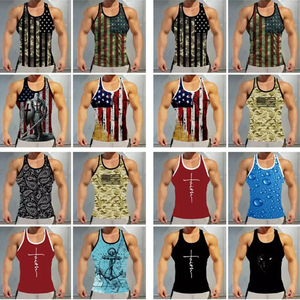 เสื้อครอปคอกลมคุณภาพสูงสำหรับผู้ชาย แขนกุด แห้งเร็ว ผลิตจากโพลีเอสเตอร์ 100% พิมพ์ลายแบบซับลิเมชั่น เสื้อยืดน่ารักสำหรับเล่นกีฬาและโยคะ - Product Image 6