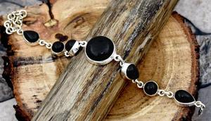 Gift Wedding Party <b>Black</b> Onyx Gemstone Solid 925 Sterling Silver Handmade Trendy Unisex Fine Silver <b>Bracelet</b> - Product Image 2
