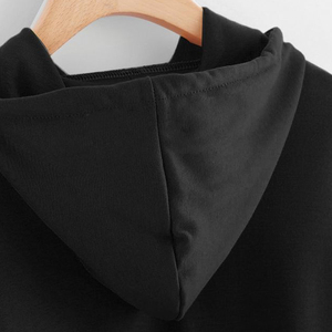 Color Negro mujeres nueva moda crop top sudaderas con capucha personalizado en blanco de talla grande señoras recortadas mujeres sudaderas con capucha para la venta - Product Image 4