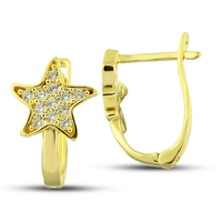 Boucles d'oreilles à clip plaquées or 14 carats de haute qualité, émail fin, motif floral, zircon, style tendance pour enfants, faites à la main, cadeau de Turquie, 18 carats, 21 carats
