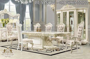 Lassic UAL ararzed ining ooom ururniture et lassy Look 4 Seater ining able & Chair ericmerican uxury Hy arveed - Product Image 3