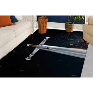 Alfombras Negras, Alfombra para Cuarto de Hombre, Alfombra Estampada - Diseño Moderno y Personalizable, Alfombra de Chenilla - Product Image 3