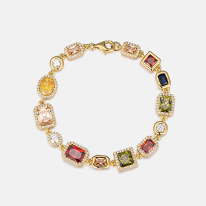 Fashion Yellow Gold Tennis Diamond <b>Charm</b> Bracelet for Ladies-Party Gift - Product Image 1