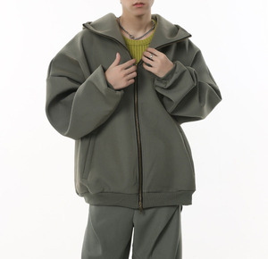 Wholesale Customized Vintage High Street Double Zippered <b>Cardigan</b> With High-quality Fashionable and Unique Design Hoodies Set - Product Image 5