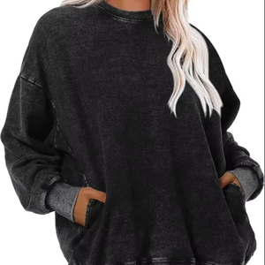 Sweat-shirt à capuche en molleton délavé pour femme, de haute qualité, respirant, hiver, logo avant, grande taille - Product Image 1