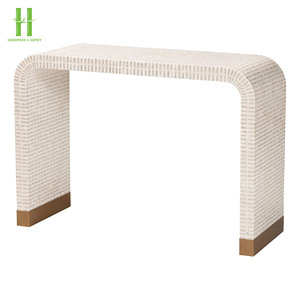 BEST-SELLER Table console en nacre faite à la main, ottoman moderne en métal, table d'appoint noire pour la décoration du salon - Product Image 4