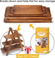 Support à gâteaux et étagère à charcuterie empilables faits à la main en bois de manguier de qualité supérieure, parfaits pour des présentations culinaires élégantes.