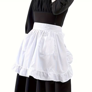 Delantal Blanco <span class=keywords><strong>de</strong></span> Una Pieza con Volantes para <span class=keywords><strong>Camarera</strong></span>, Delantales <span class=keywords><strong>de</strong></span> Cocina para <span class=keywords><strong>Mujer</strong></span>, Adecuados para Restaurantes, Cafeterías y Bares - Product Image 2