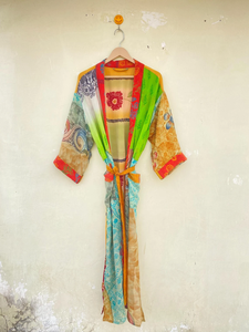 Kimono Sari de seda reciclada para mujer Kimono de seda crepé batas de dama de honor - Product Image 5