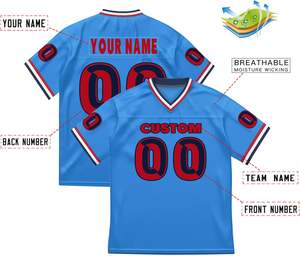Camisetas de Fútbol Americano Personalizadas OEM, Ropa Deportiva Escolar, Malla de Poliéster de Secado Rápido, Transpirable, Sublimación, Franjas en las Mangas, Logotipo - Product Image 4