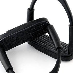Étriers de sécurité professionnels Flexibilité Double articulation Support de pied en acier inoxydable Équipement de cheval Anti-dérapant Équitation Caoutchouc noir - Product Image 5