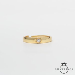 Silverings - Anillo de Plata de Ley 925 con Circonita, Diseño Rey de Mi Corazón, para Uso Diario, Platino con Baño de Rodio - Product Image 1