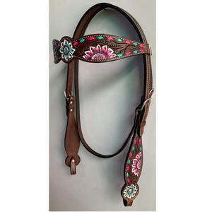 Top Vente Cheval En Cuir Headstall & Collier De Poitrine Ensemble Tack En Cuir De Vache En Cuir Véritable Logo Personnalisé Produits Occidentaux - Product Image 1