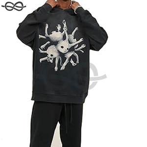 Sudadera con capucha de lana con lavado ácido y lavado a la piedra Unisex más vendida Vintage High Street Series Estampado de gran tamaño para el invierno - Product Image 3