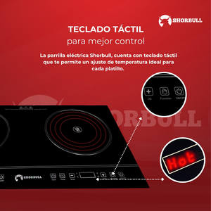 Parrilla Eléctrica Táctil de 2 Quemadores Shorbull - Product Image 4