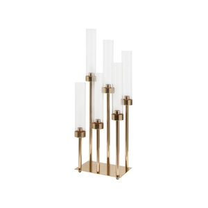Ensemble de 2 bougeoirs en métal de couleur dorée au design classique personnalisable avec un motif de champignon en métal - Product Image 5