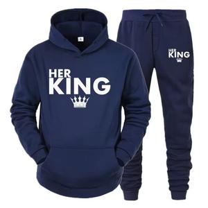 Survêtements imprimés QUEEN pour elle ou KING pour lui, ensembles décontractés à capuche pour couple - Product Image 4