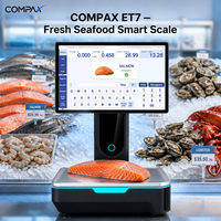 Balance intelligente COMPAX ET7 AI avec imprimante thermique 60 mm, écran tactile 15,6 pouces, impression d'étiquettes, caméra IA, Bluetooth 4.0, fruits de mer
