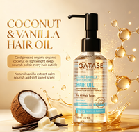 Minyak Rambut Organik Vegan Kelapa Vanila Melembapkan & Menambah Volume Bebas Sulfat Bebas Paraben untuk Rambut Kering Rusak