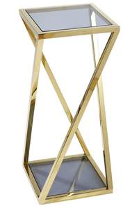 Diseño italiano recién llegado marco con acabado dorado con tapa de cristal negro café y mesa auxiliar superventas MESA DE LUJO moderna - Product Image 2