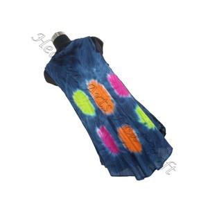 New Arrival Shiny Rayon Woven Tie Dye Printed Fabric <b>Dress</b> for Women <b>Long</b> Maxi Sleeveless Tie Dye Sexy Party Style - Product Image 4