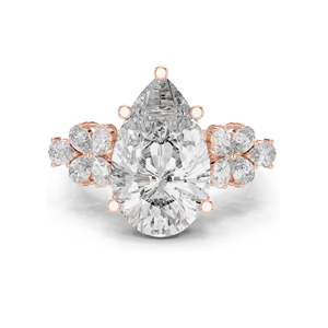 Anillo Floral con Diamante de Laboratorio en Forma de Pera de 6.8 CT para Mujer, Claridad VVS-VS EF, Oro de 18KT, 14KT, 10KT y Plata 925, Oro Rosa, Amarillo - Product Image 3