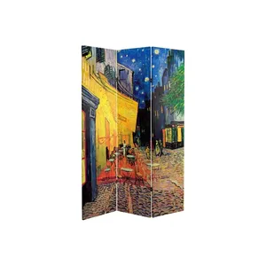 Pantalla Plegable de Lona de Doble Cara con Diseño de la Terraza del Café de Van Gogh por la Noche - Product Image 5