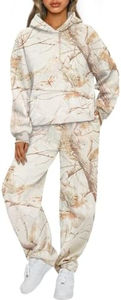 Ensemble assorti pour femme : sweat à capuche ample à épaules tombantes et pantalon de survêtement imprimé, tenue de détente d'hiver - Product Image 3