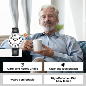 <span class=keywords><strong>Montre</strong></span>-bracelet pour hommes anglais, français, espagnol, allemand avec de grands <span class=keywords><strong>chiffres</strong></span> pour la reliure, les personnes âgées, les malvoyants ou les personnes âgées - Product Image 5