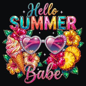 Vinilo Termotransferible DTF con <span class=keywords><strong>Diseño</strong></span> de Playa y Pedrería Falsa para Verano, Gráficos Termoadhesivos Perfectos para Marcas de Boutique - Product Image 1