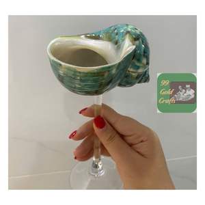 Verre à vin en coquille de conque fait à la main gobelet de coquillage naturel écologique pour la décoration de bar et la Collection de cadeaux - Product Image 1