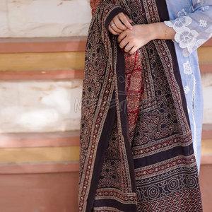 Nueva llegada bufanda Ajrak bordada a mano mejor diseño colección de verano bordado Artificial Ajrak Dupatta - Product Image 6