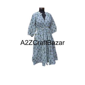 Vestido Midi Moderno de Verano para Mujer, Estampado Floral, Cuello en V, Casual, 100% Algodón, Decoración con Botones, Estilo Natural para Diario - Product Image 5