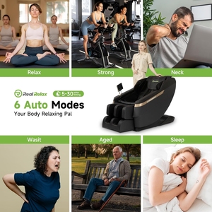Fauteuil de massage pour tout le corps, fauteuil de massage à gravité zéro avec chaleur, rouleaux de massage, repose-pieds, modes automatiques, haut-parleur Bluetooth, écran tactile - Product Image 3