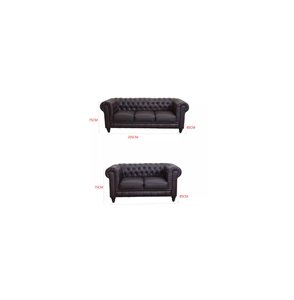 Canapé Chesterfield convertible, inclinable, extensible, massant, en cuir véritable, rafraîchissant, trois places, style Mid-Century Modern, Living Warehouse - Product Image 4