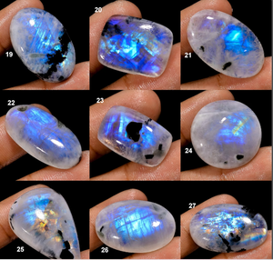 Cabujón de piedra lunar arcoíris Natural para fabricación de joyas, gran oferta, gran calidad, lote Natural, mezcla de formas de gemas, lunas de Fuego Azul - Product Image 5