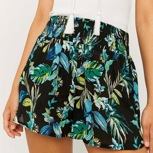 Shorts de Mujer con Estampado Floral, Cintura Alta Elástica, Estilo Casual, Tejido Transpirable, Detalle de Borlas - Product Image 4