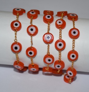 Chaîne de chapelet en perles d'œil d'orange de qualité supérieure, plaquée or, faite à la main, pour la fabrication de bijoux - Product Image 3