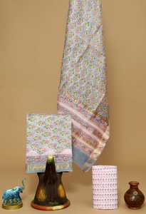 Maheswari Silk Dress Materials for Dress Designers and Women's Wear Manufacturers for Resale on <b>White</b> Base Fabric Paisley Print - Product Image 5