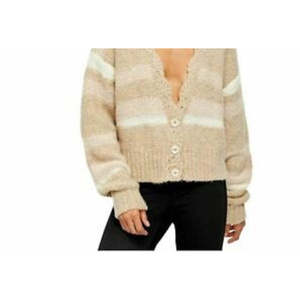 Cardigan Lungo da Donna Free People a Righe, Manica Lunga, Taglia S, Bianco, in Lana, Stile Bohémien con Bottoni, per Autunno e Inverno - Product Image 3