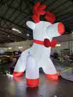 Decoración Navideña Inflable Gigante de 7m, Santa Claus y Reno, Material de PVC de Grado Comercial, Uso Interior/Exterior