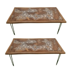 Table à manger rectangulaire en bois faite à la main moderne V pieds en fer meilleure qualité pour l'entrepôt extérieur hôtel salon utilisation hospitalière - Product Image 4