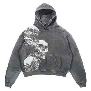 OEM Pull à capuche vintage en coton lavé à l'acide brodé sur mesure pour hommes Sweat à capuche surdimensionné pour l'hiver - Product Image 5