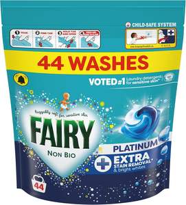 Cápsulas de Lavado Fairy Non Bio Platinum con Eliminación Extra de Manchas (44 unidades x 3) 132 unidades - Product Image 2