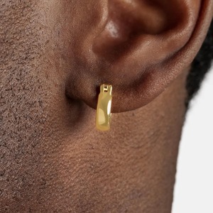 Boucles d'oreilles créoles classiques en or pour hommes et femmes, en métal poli, style minimaliste, bijoux de mode hip-hop modernes - Product Image 2