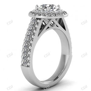 Nouveaux modèles 18K or massif rond Halo bague de fiançailles Moissanite antique demi-éternité fournisseur de bague de mariage bijoux fins - Product Image 2