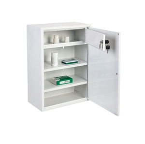 Armoire de trousse de premiers soins en métal de qualité supérieure avec serrure et option de montage mural Boîte de rangement médicale d'urgence pour la sécurité au bureau et à la maison - Product Image 1